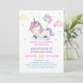 Invitation Unicorne 1er Anniversaire Pastel Colonnes (Debout devant)