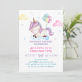 Invitation Unicorne 2e anniversaire Rainbow (Debout devant)