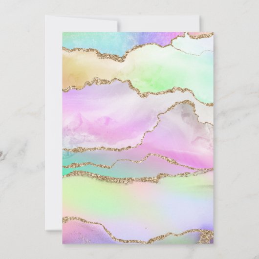 Invitation Unicorne 6e anniversaire | Arc-en-ciel Parties sci (Dos)