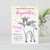 Invitation Unicorne à ailes magiques aux accents d'étoiles do (Debout devant)