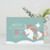 Invitation Unicorne Anniversaire Nuages colorés Simple (Debout devant)