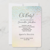 Invitation Unicorne Aqua rose Jaune teint or Confetti (Devant)