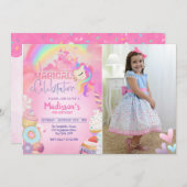 Invitation Unicorne arc-en-ciel (Devant / Derrière)