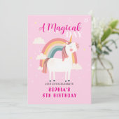 Invitation Unicorne arc-en-ciel (Debout devant)