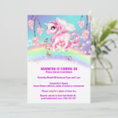 Invitation Unicorne arc-en-ciel magique imaginaire filles ann (Debout devant)