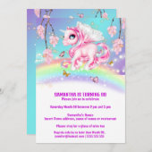 Invitation Unicorne arc-en-ciel magique imaginaire filles ann (Devant / Derrière)