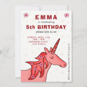 Invitation Unicorne avec Fleurs Fête d'anniversaire de la fil (Devant)