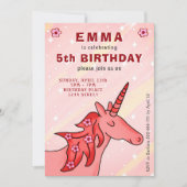 Invitation Unicorne avec Fleurs Fête d'anniversaire de la fil (Devant)