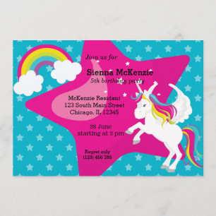 Invitation Unicorne * CHOISISSEZ votre couleur arrière - plan
