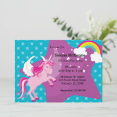 Invitation Unicorne * CHOISISSEZ votre couleur arrière - plan (Debout devant)