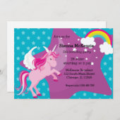 Invitation Unicorne * CHOISISSEZ votre couleur arrière - plan (Devant / Derrière)