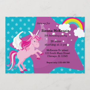 Invitation Unicorne * CHOISISSEZ votre couleur arrière - plan