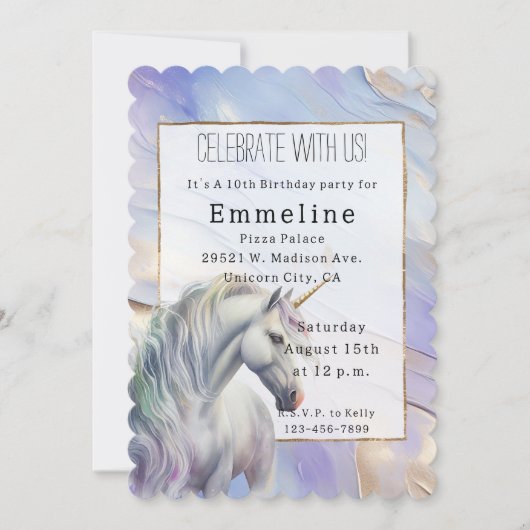 Invitation Unicorne d'or pourpre (Devant)