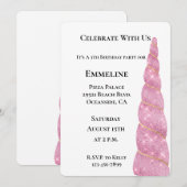 Invitation Unicorne d'or rose blanc Anniversaire (Devant / Derrière)