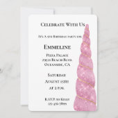 Invitation Unicorne d'or rose blanc Anniversaire (Devant)