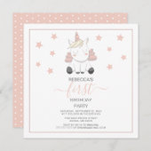 Invitation Unicorne Douce Et Étoiles Anniversaire (Devant / Derrière)