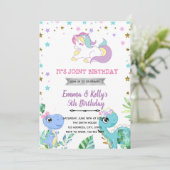 Invitation Unicorne dragon thème fille (Debout devant)