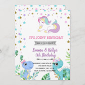 Invitation Unicorne dragon thème fille (Devant / Derrière)