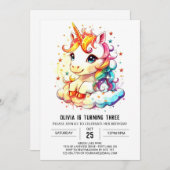 Invitation Unicorne en ligne Anniversaire Splendor (Devant / Derrière)