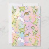 Invitation Unicorne et dinosaure joint anniversaire garçon et (Dos)