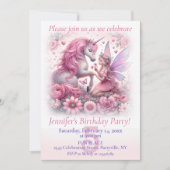 Invitation Unicorne et Fairy Birthday Party (Devant)