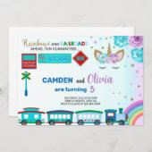 Invitation Unicorne et forme l'invitation d'anniversaire des (Devant / Derrière)