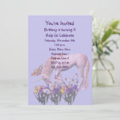 Invitation Unicorne Et Papillons Fête Anniversaire (Debout devant)