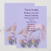 Invitation Unicorne Et Papillons Fête Anniversaire (Devant / Derrière)