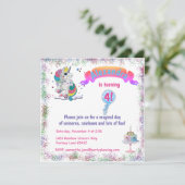 Invitation Unicorne et Rainbow Parties scintillant Anniversai (Debout devant)