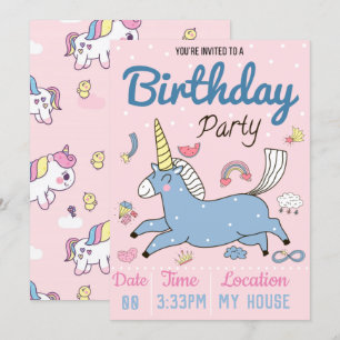 Invitation Unicorne fête d'anniversaire