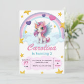 Invitation Unicorne fête d'anniversaire (Debout devant)
