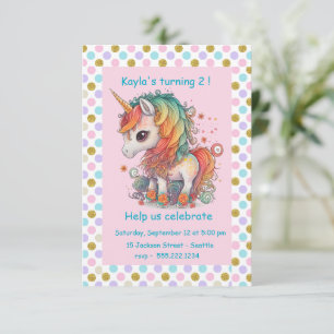 Invitation Unicorne Filles fête d'anniversaire