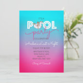 Invitation Unicorne Float Summer Pool Bachelorette Party Ombr (Debout devant)