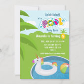 Invitation Unicorne Floatie Pool fête d'anniversaire (Devant)