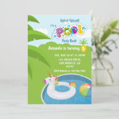 Invitation Unicorne Floatie Pool fête d'anniversaire (Debout devant)