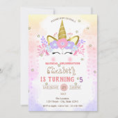 Invitation Unicorne Floral Crown, Anniversaire Pastel (Devant)