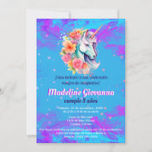 Invitation Unicorne Florale Espagnole Fête d'Anniversaire Pou (Devant)