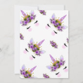 Invitation Unicorne Florale violet Baby shower Princesse (Dos)
