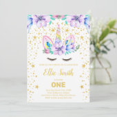 Invitation Unicorne florale violet modifiable (Debout devant)