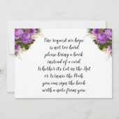 Invitation Unicorne Florale Violet Princesse Apportez Un Livr (Dos)