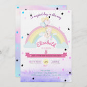 Invitation Unicorne holographique, Balles arc-en-ciel Anniver (Devant / Derrière)