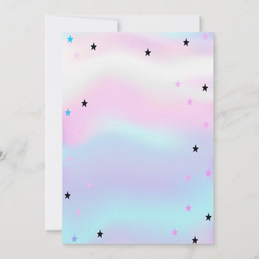 Invitation Unicorne holographique, Balles arc-en-ciel Anniver (Dos)