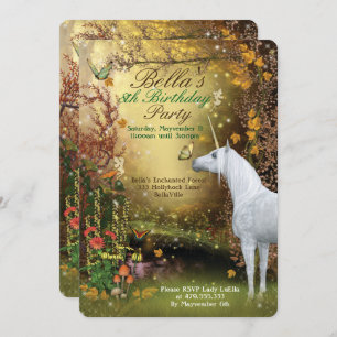 Invitation Unicorne Imaginaire Woodland Birthday Party