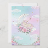 Invitation Unicorne lunaire blanc Baby shower floral violet (Dos)