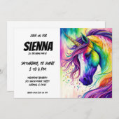 Invitation Unicorne magique (Devant / Derrière)