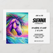 Invitation Unicorne magique (Devant / Derrière)