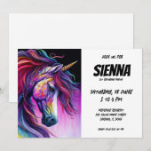 Invitation Unicorne magique (Devant / Derrière)