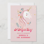 Invitation Unicorne magique 1er anniversaire (Devant)