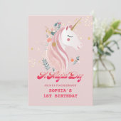 Invitation Unicorne magique 1er anniversaire (Debout devant)