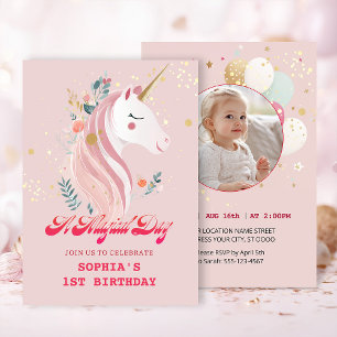 Invitation Unicorne magique 1er anniversaire